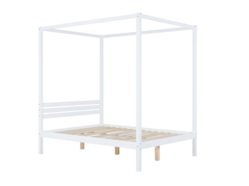 Birlea Mercia 4ft6 Double White Wooden 4 Poster Bed Frame