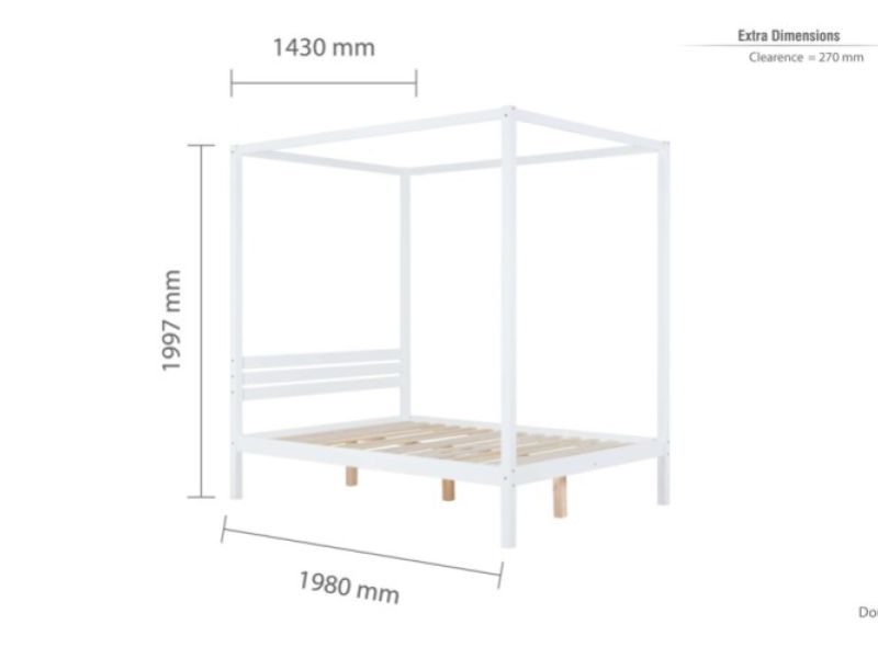 Birlea Mercia 4ft6 Double White Wooden 4 Poster Bed Frame