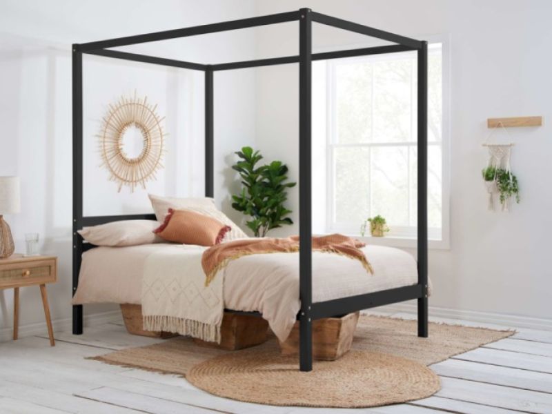 Birlea Mercia 4ft6 Double Black Wooden 4 Poster Bed Frame