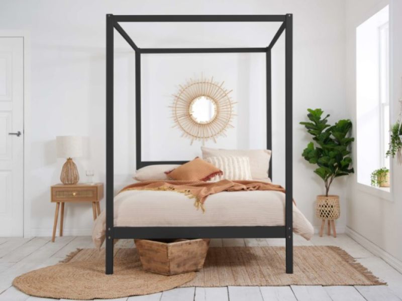 Birlea Mercia 5ft Kingsize Black Wooden 4 Poster Bed Frame