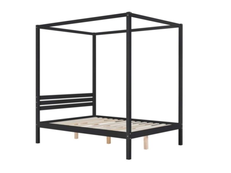 Birlea Mercia 4ft6 Double Black Wooden 4 Poster Bed Frame