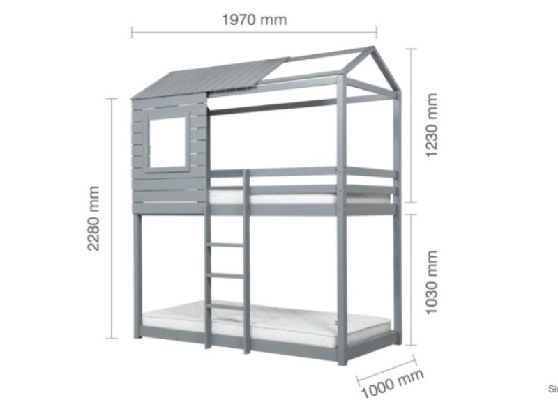 Birlea Adventure 3ft Single Grey Wooden Bunk Bed