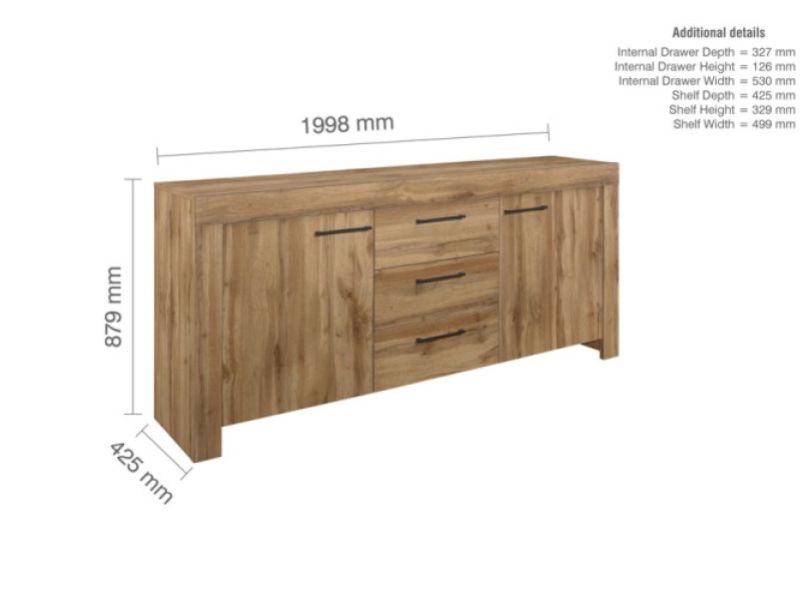 Birlea Compton Oak Finish Sideboard