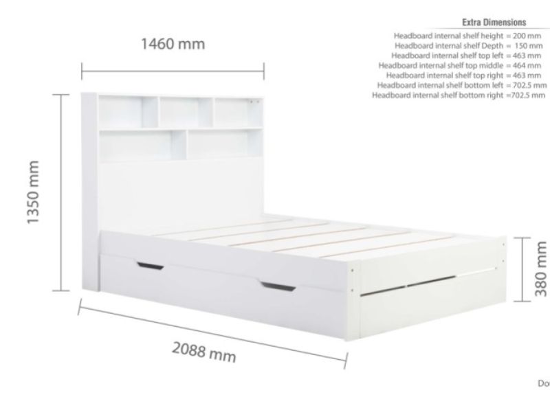 Birlea Alfie 4ft6 Double White Storage Bed With Drawer