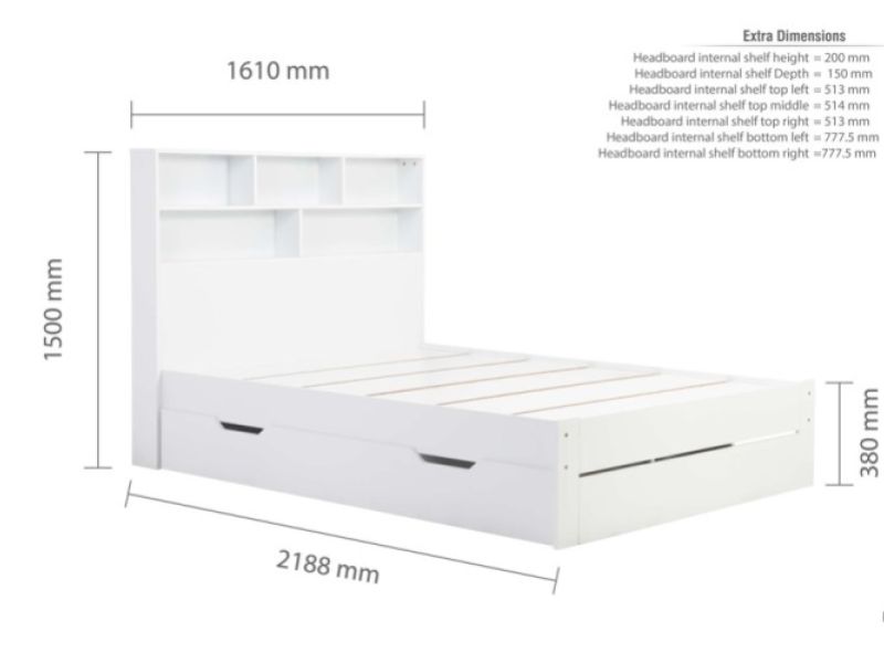 Birlea Alfie 5ft Kingsize White Storage Bed With Drawer