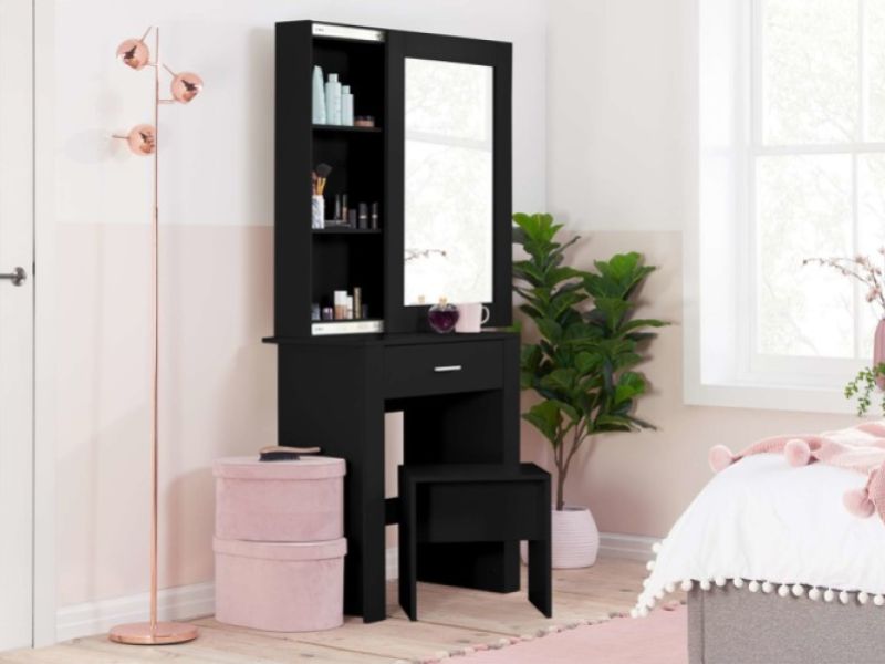 Birlea Evelyn Black Dressing Table With Sliding Mirror