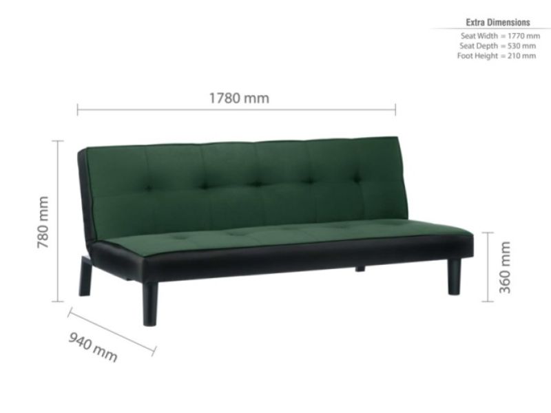 Birlea Aurora Green Velvet Fabric Sofa Bed