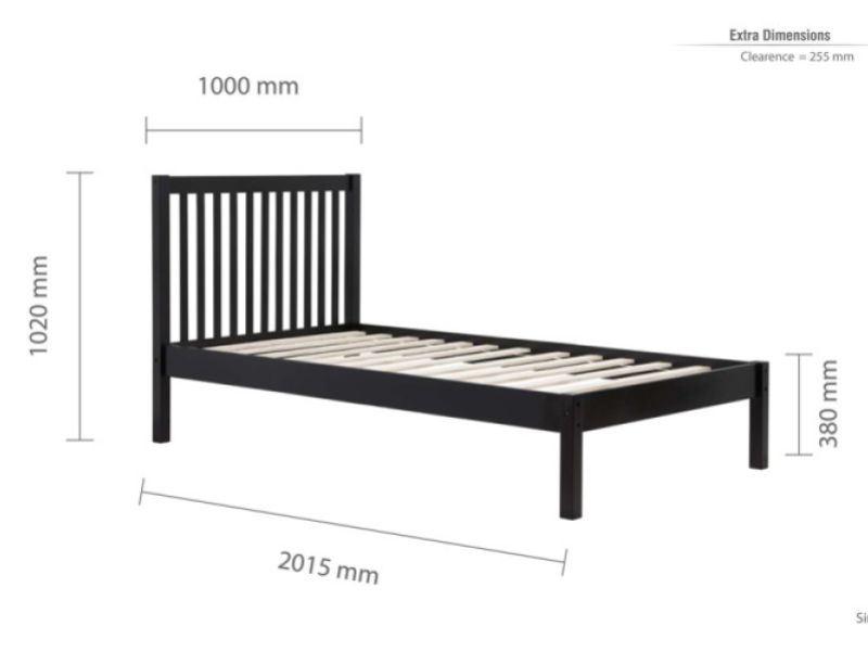 Birlea Nova 3ft Single Black Wooden Bed Frame