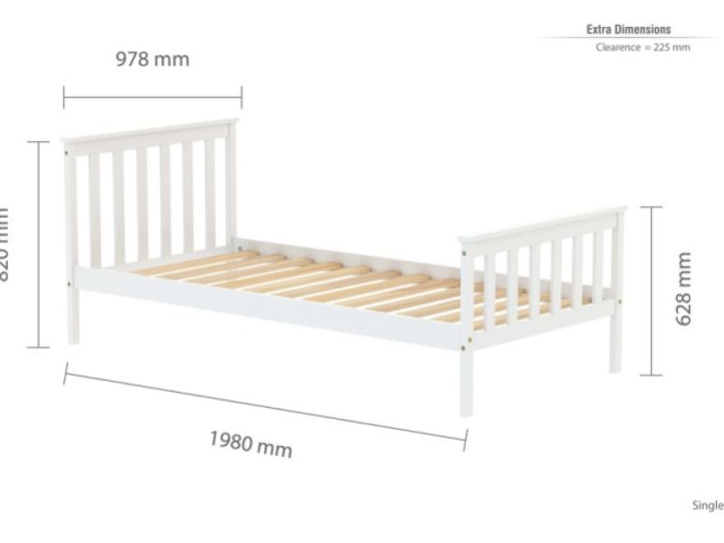 Birlea Oxford 3ft Single White Wooden Bed Frame