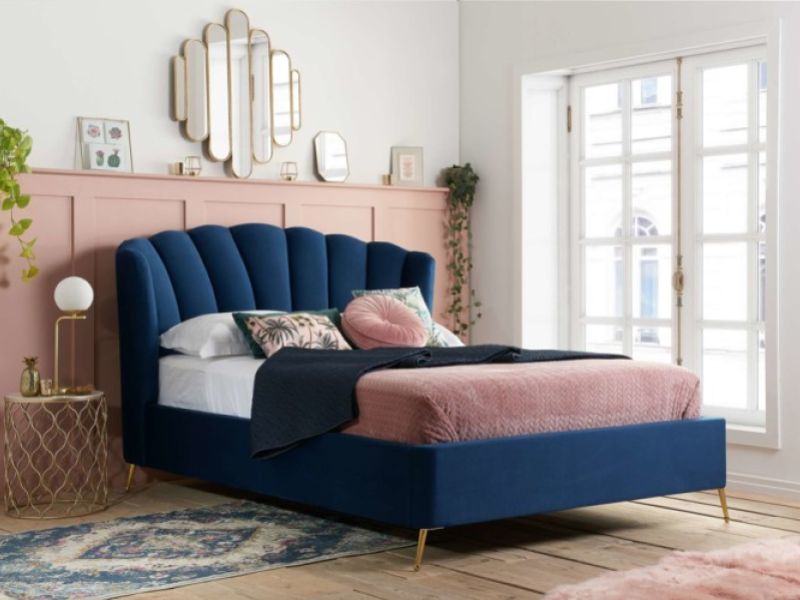 Birlea Lottie 4ft6 Double Midnight Blue Fabric Ottoman Bed Frame