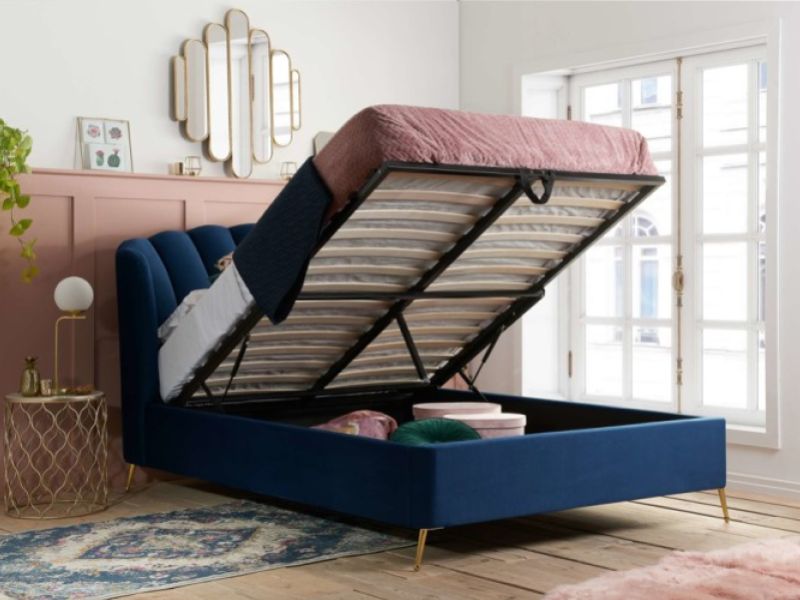 Birlea Lottie 5ft Kingsize Midnight Blue Fabric Ottoman Bed Frame