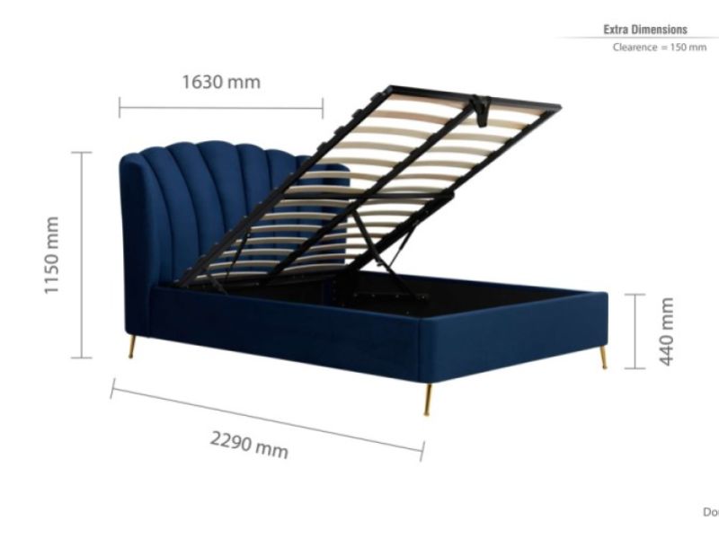 Birlea Lottie 4ft6 Double Midnight Blue Fabric Ottoman Bed Frame