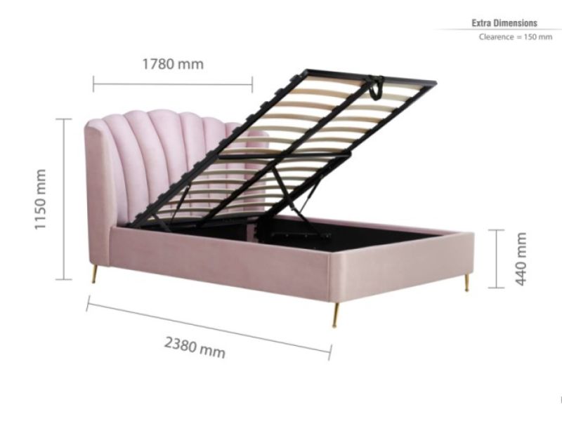 Birlea Lottie 5ft Kingsize Pink Fabric Ottoman Bed Frame