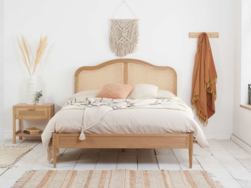 Birlea Leonie Oak And Rattan 4ft6 Double Bed Frame