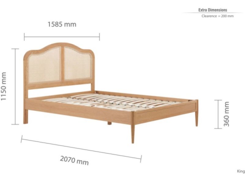 Birlea Leonie Oak And Rattan 5ft Kingsize Bed Frame