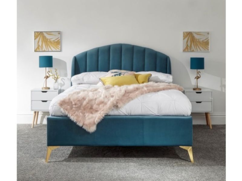 GFW Pettine 5ft Kingsize Teal Fabric Ottoman Bed Frame
