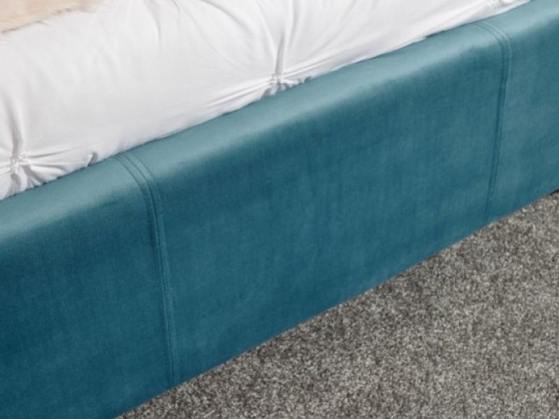 GFW Pettine 4ft6 Double Teal Fabric Ottoman Bed Frame
