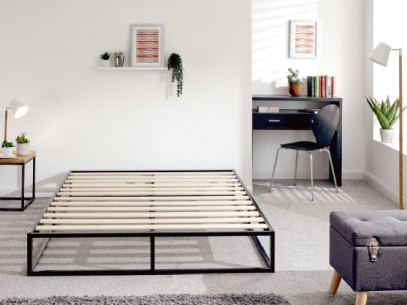 GFW Platform 4ft Small Double Black Metal Bed Frame