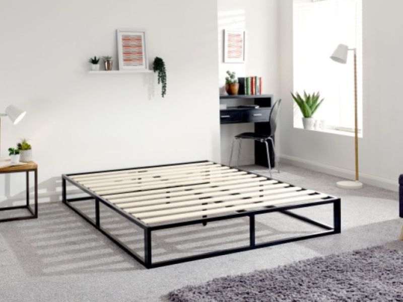 GFW Platform 4ft Small Double Black Metal Bed Frame