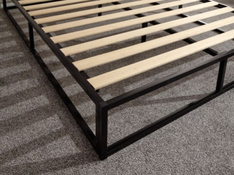 GFW Platform 4ft Small Double Black Metal Bed Frame