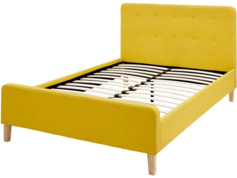 GFW Ashbourne 4ft6 Double Mustard Fabric Bed Frame