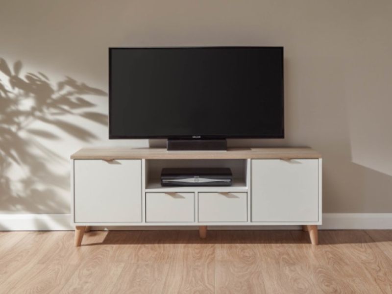 GFW Alma Large TV Unit in White And Oak