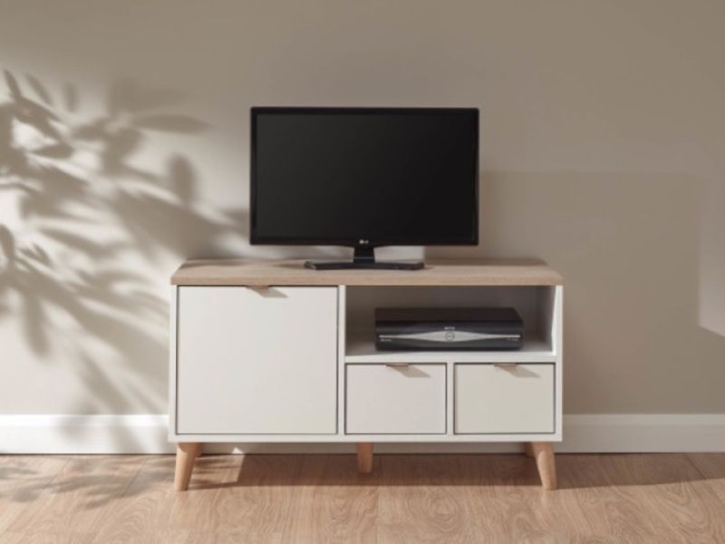 GFW Alma Small TV Unit in White And Oak