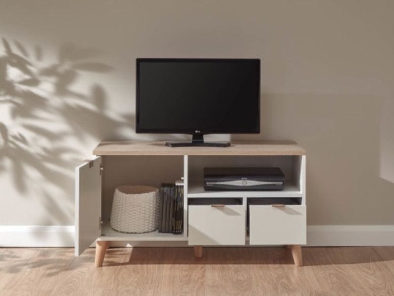 GFW Alma Small TV Unit in White And Oak