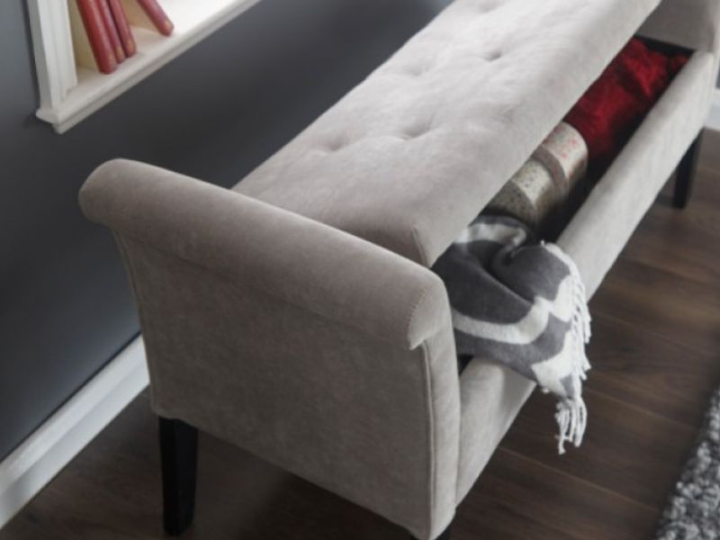 GFW Balmoral Ottoman Storage Window Seat In Silver Fabric