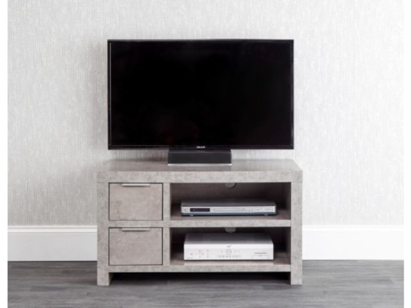 GFW Bloc 2 Drawer TV Unit In Concrete Grey