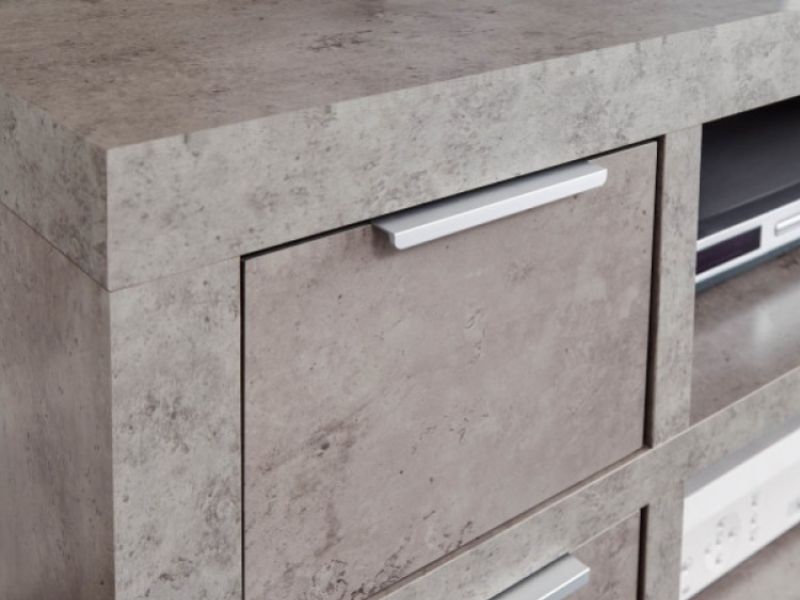 GFW Bloc 2 Drawer TV Unit In Concrete Grey