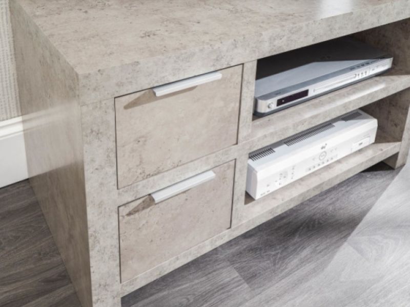 GFW Bloc 2 Drawer TV Unit In Concrete Grey