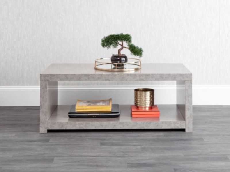 GFW Bloc Coffee Table With Shelf In Concrete Grey