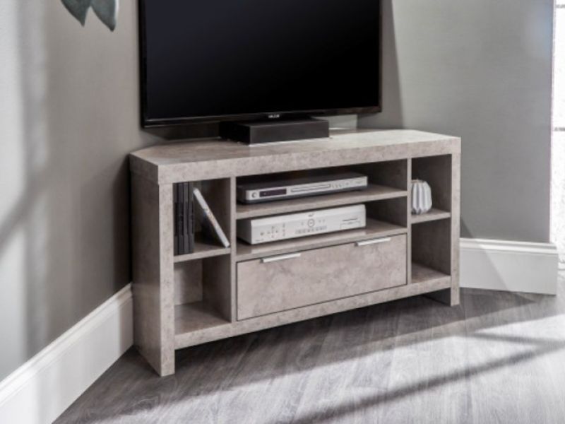 GFW Bloc Corner TV Unit In Concrete Grey