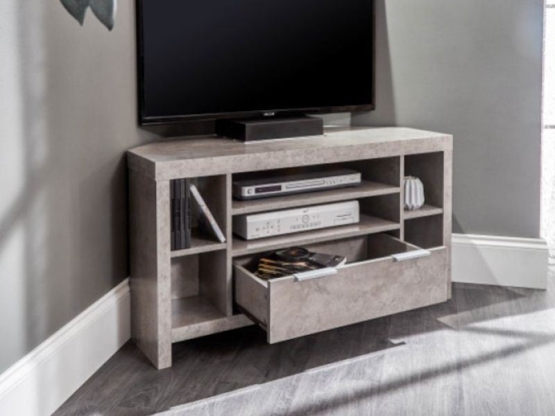 GFW Bloc Corner TV Unit In Concrete Grey