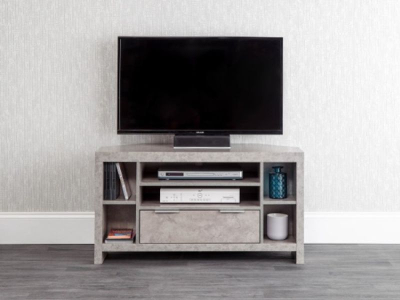 GFW Bloc Corner TV Unit In Concrete Grey