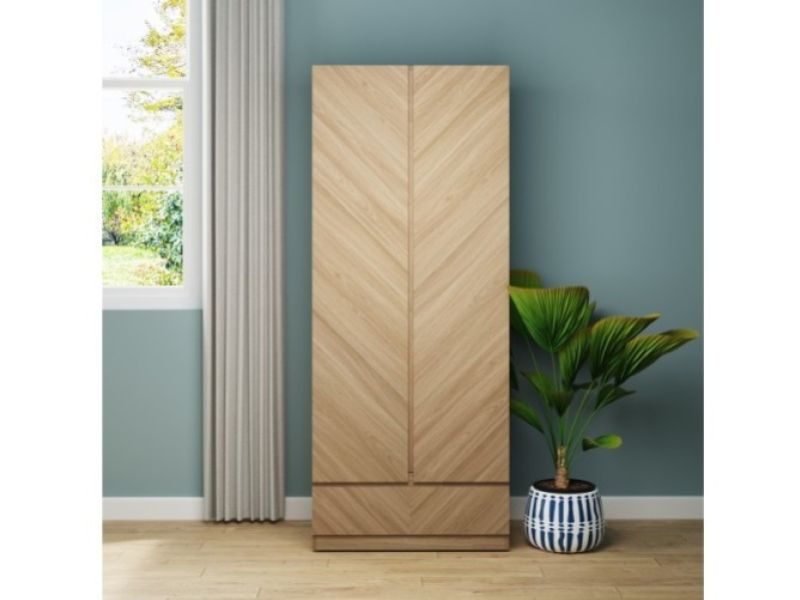 GFW Catania 2 Door 1 Drawer Wardrobe In Euro Oak