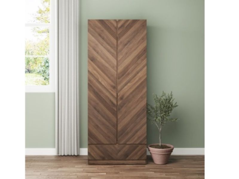 GFW Catania 2 Door 1 Drawer Wardrobe In Royal Walnut