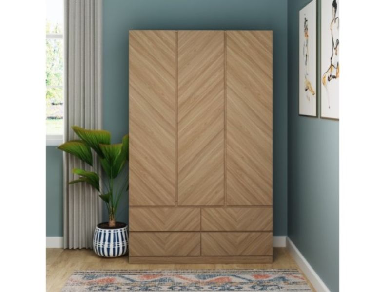 GFW Catania 3 Door 4 Drawer Wardrobe In Euro Oak