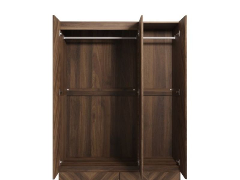 GFW Catania 3 Door 4 Drawer Wardrobe In Royal Walnut