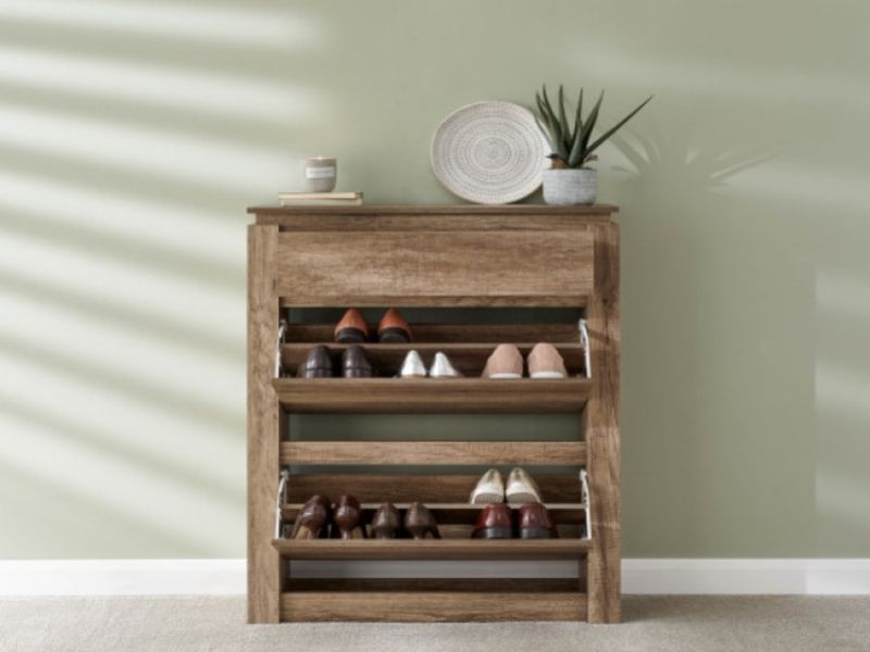 GFW Canyon Oak Finish Shoe Cabinet