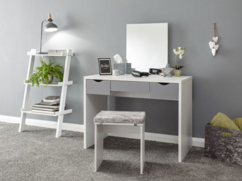 GFW Elizabeth Dressing Table Set In White And Grey