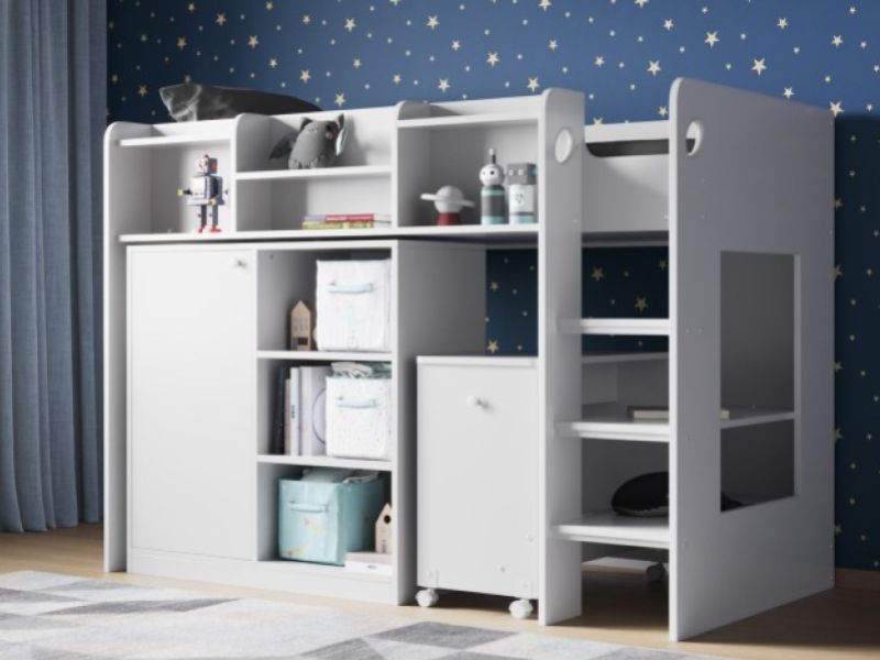 Flair Furnishings Wizard Junior White High Sleeper Workstation