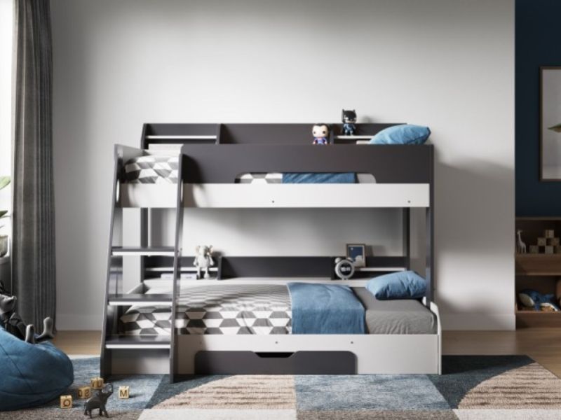 Flair Furnishings Flick Grey Finish Triple Sleeper Bunk Bed