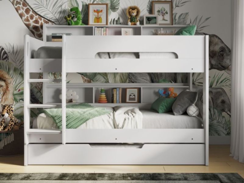 Flair Furnishings Interstellar White Bunk Bed With Trundle