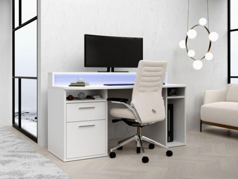 Flair Furnishings Power Z Gaming Desk In White