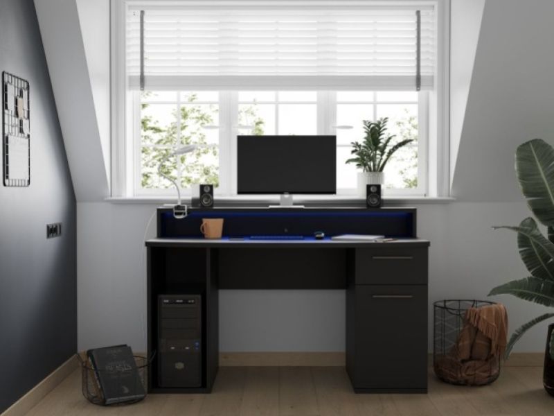 Flair Furnishings Power Z Compact Gaming Desk In Black