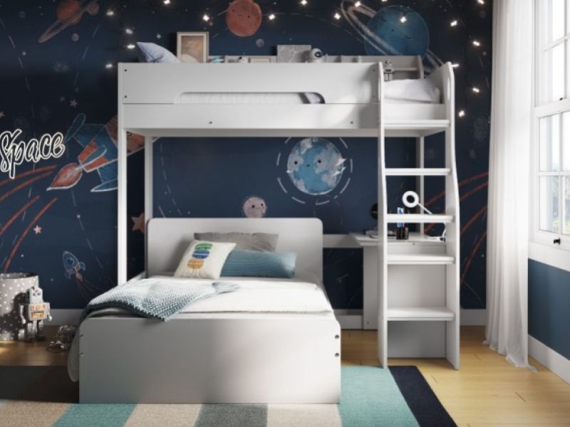 Flair Furnishings Cosmic White L Shaped Triple Sleeper Bunk Bed