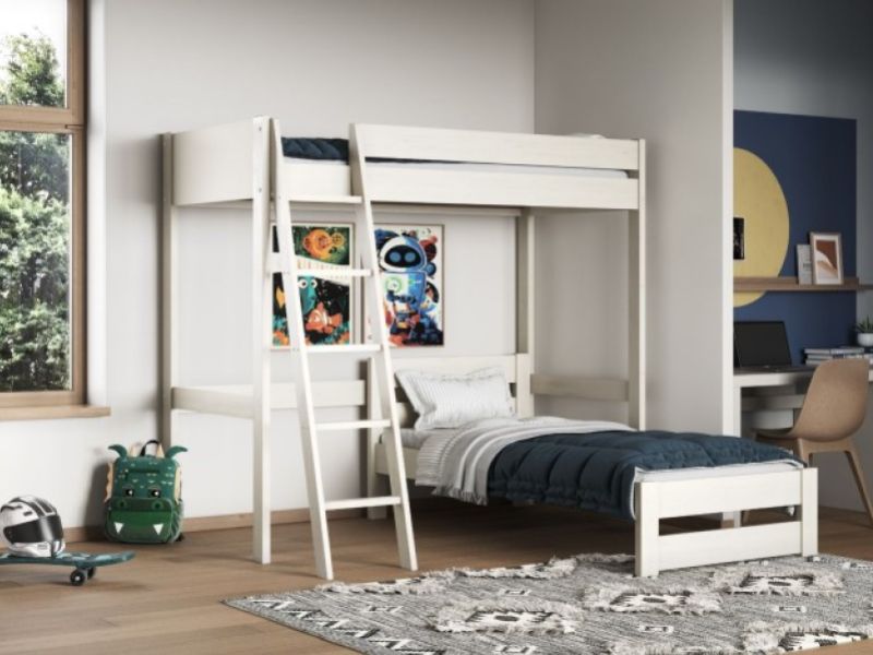 Noomi Tera White Wooden L Shaped Highsleeper Bunk Bed (Single)