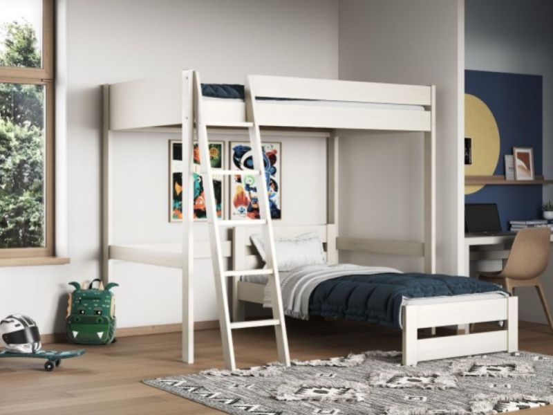 Noomi Tera White Wooden Small Double L Shaped Highsleeper Bunk Bed (With Single)